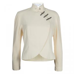 Dior Cream Frog Button Closure Mandarin Collar Jacket M