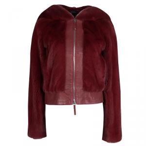 Dior Red Mink Fur and Leather Hooded Jacket S