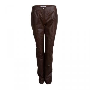 Dior Brown Leather Eyelet Detail Boot Cut Pants M