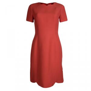 Dior Red Wool Scalloped Bottom Shift Dress M