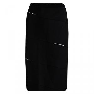 Dior Black Knit Paneled Pencil Skirt M