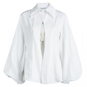 Dior White Cotton Pintuck Detail Open Front Shirt M