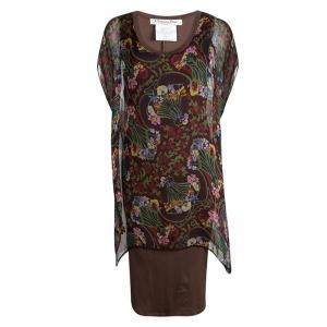 Dior Multicolor Floral Printed Silk Kaftan Style Dress L