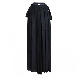 Dior Boutique Navy Blue Glitter Detail Pleated Palazzo Pants L