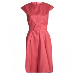 Dior Pink Panel Detail Belted Cap Sleeve Dress M