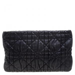 Dior Black Cannage Quilted Leather Clutch