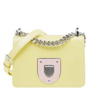 مملوكة مسبقًا Dior Lemon Yellow Calfskin Leather Mini Diorama Flap Bag