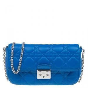 Dior Blue Cannage Quilted Lambskin Miss Dior Promenade Pouch Clutch Bag