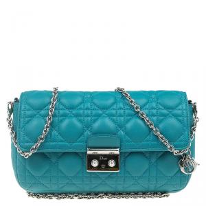 Pre Owned حقيبة كلتش ديور سلسلة نيو لوك جلد تركواز