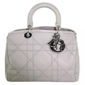 Dior Grey Leather Granville Polochon Bag