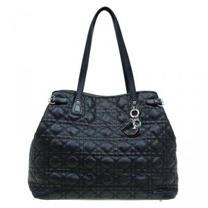 Pre Owned Dior Black Coated Canvas Medium Panarea Shopper Tote