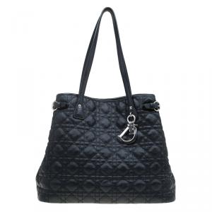 مملوكة مسبقًا Dior Black Coated Canvas Medium Panarea Shopper Tote