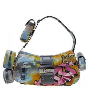 Pre Owned حقيبة كتف ديور ستريت شيك إصدار محدود قماش متعددة الألوان