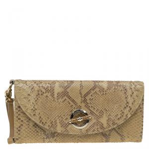 Pre Owned Dior Beige Python Jazz Club Wristlet Clutch 