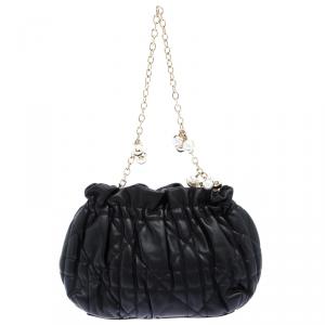 مملوكة مسبقًا حقيبة ديور جلد كاناج أسود مبطن إصدار محدود سلسلة لؤلؤ صناعي