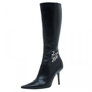 Pre Owned حذاء بوت ديور "أي لوف" جلد أسود للركبة مقاس 37