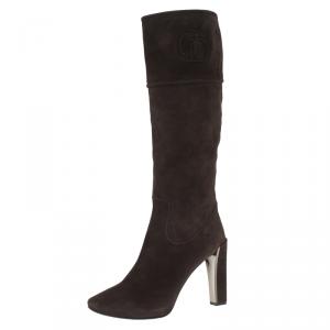 Pre Owned Dior Brown Suede Knee Boots Size 40.5