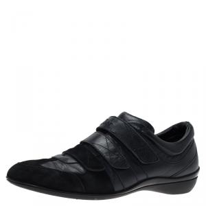 مملوكة مسبقًا Dior Black Leather and Suede Velcro Sneakers Size 40.5