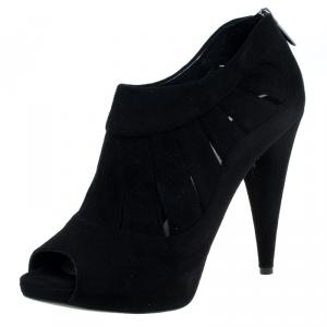 Pre Owned بوت للكاحل ديور إيكليبس سويدي أسود مفرغ مقدمة مفتوحة مقاس 38.5