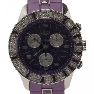Dior Purple Stainless Steel Christal Women's Wristwatch 38MM