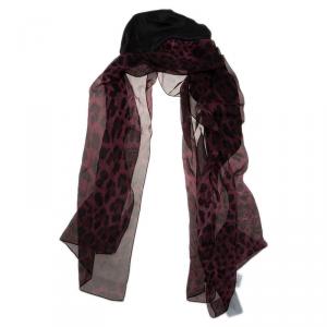 Pre Owned Dolce and Gabbana Purple Leopard Print Hijab 