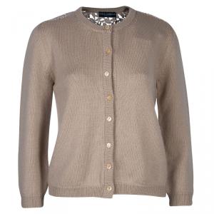 Pre Owned Dolce and Gabbana Beige Lace Detail Cardigan M