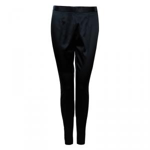 Pre Owned Dolce and Gabbana Black Satin Trousers M