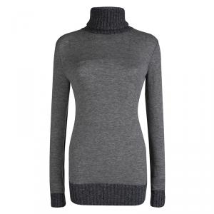 Pre Owned Dolce and Gabbana Grey Cashmere Turtle Neck Sweater M