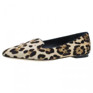 Pre Owned Dolce and Gabbana Pony Hair Smoking Slippers Size 39 