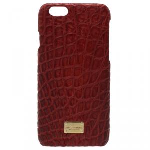 Pre Owned Dolce and Gabbana Red Croc Embossed iPhone 6/6S Case