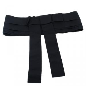 Pre Owned حزام وسط دولتشي أند غابانا فيونكة حرير مضلع أسود مقاس 38