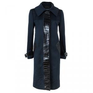 Pre Owned Dolce and Gabbana Alligator Trim Long Coat L