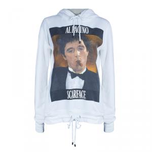 Pre Owned Dolce and Gabbana White Al Pacino Hooded Sweatshirt M