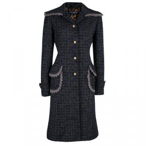 Pre Owned Dolce and Gabbana Grey Multicolor Coat L