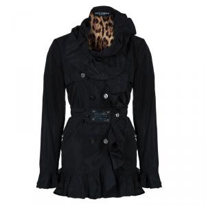 Pre Owned Dolce and Gabbana Black Nylon Coat M