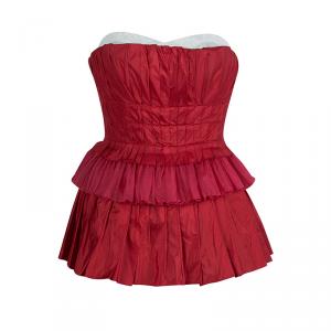 Dolce and Gabbana Red Pleated Tiered Corset S