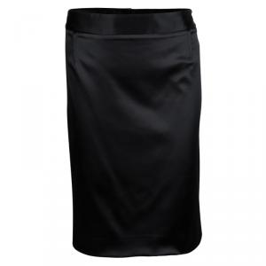 Pre Owned Dolce and Gabbana Black Satin Skirt L