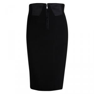 Pre Owned Dolce and Gabbana Black Wool Pencil Skirt S