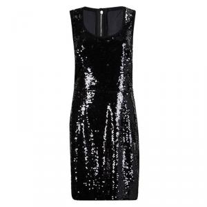 Pre Owned Dolce and Gabbana Black Sequin Embellished Sleeveless Dress L