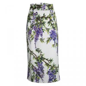 مملوكة مسبقًا تنورة ميدي دولتشي اند غابانا حرير مورد بيج L