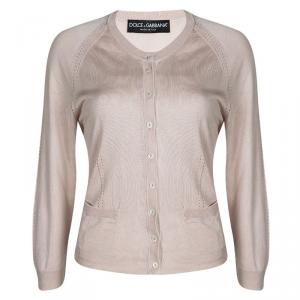 Pre Owned Dolce and Gabbana Blush Pink Long Sleeve Cardigan M