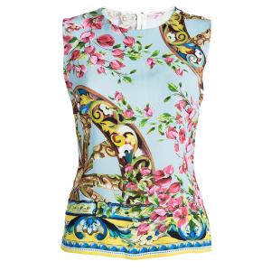 Pre Owned Dolce and Gabbana Multicolor Floral Printed Sleeveless Top S