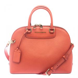 مملوكة مسبقًا حقيبة دولتشي أند غابانا ميغان دوم صغيرة جلد برتقالية حمراء