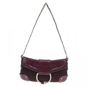 Dolce and Gabbana Burgundy Python and Suede Evening Bag