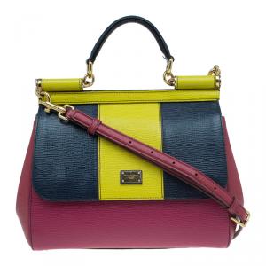 Pre Owned Dolce and Gabbana Multicolor Leather Medium Miss Sicily Top Handle Bag