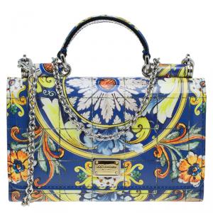 مملوكة مسبقًا Dolce and Gabbana Multicolor Majolica Print Patent Leather Mini Von Crossbody Bag