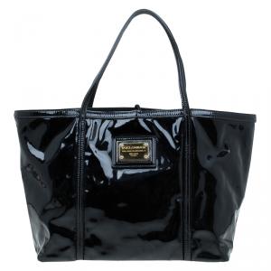 مملوكة مسبقًا Dolce and Gabbana Black Patent Leather Miss Escape Tote