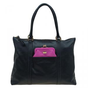 مملوكة مسبقًا Dolce and Gabbana Black Leather Front Pouch Tote