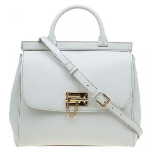 Pre Owned Dolce and Gabbana White Leather Top Handle Bag