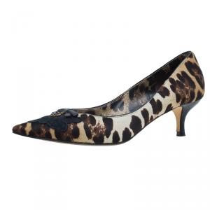 Pre Owned Dolce and Gabbana Leopard Print Pointed Pumps Size 37.5